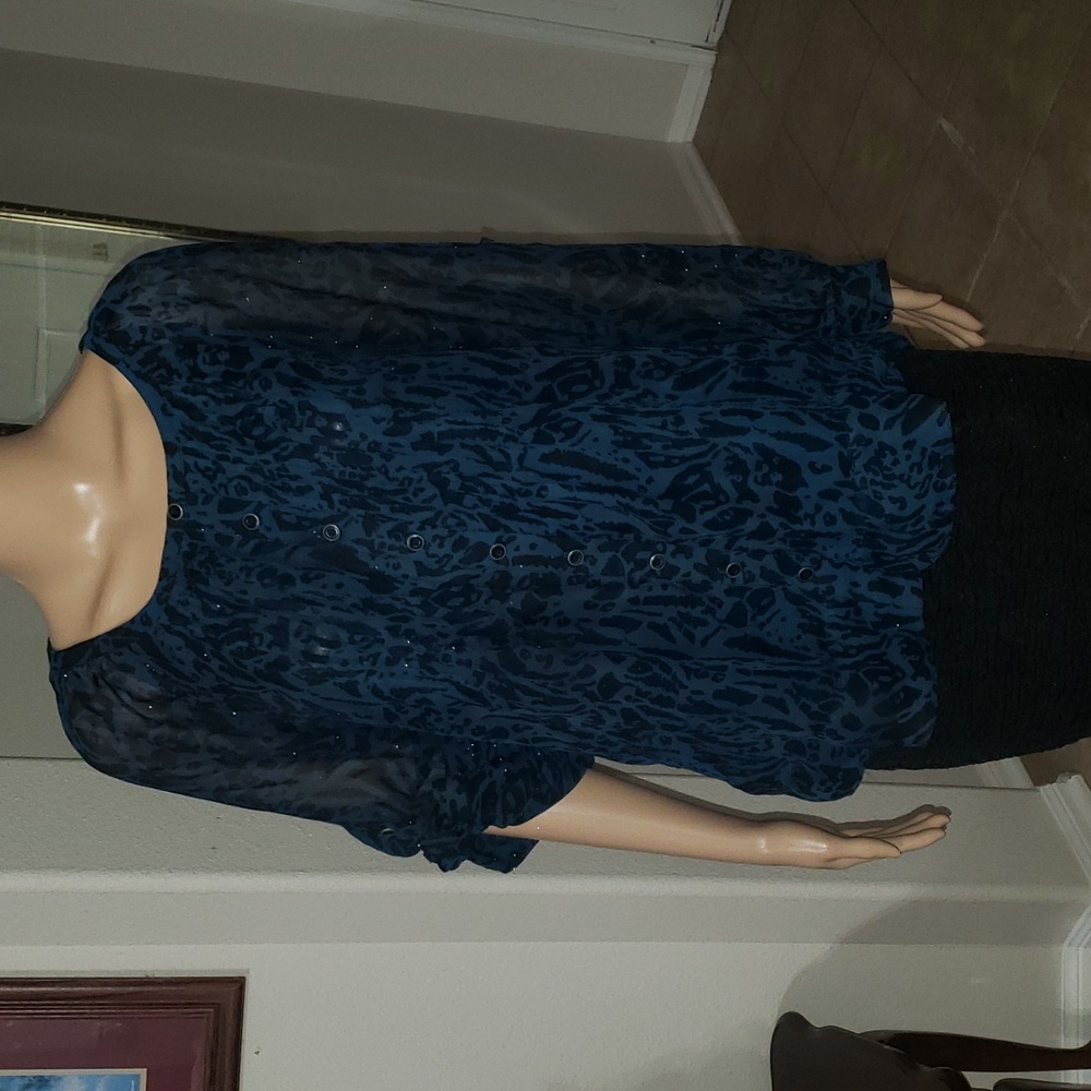 Grace Elements Womens Blouse Small Blue Animal Pr… - image 1